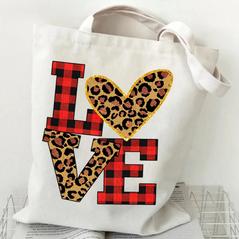 Love Heart Canvas Tote Bag