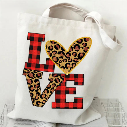 Love Heart Canvas Tote Bag