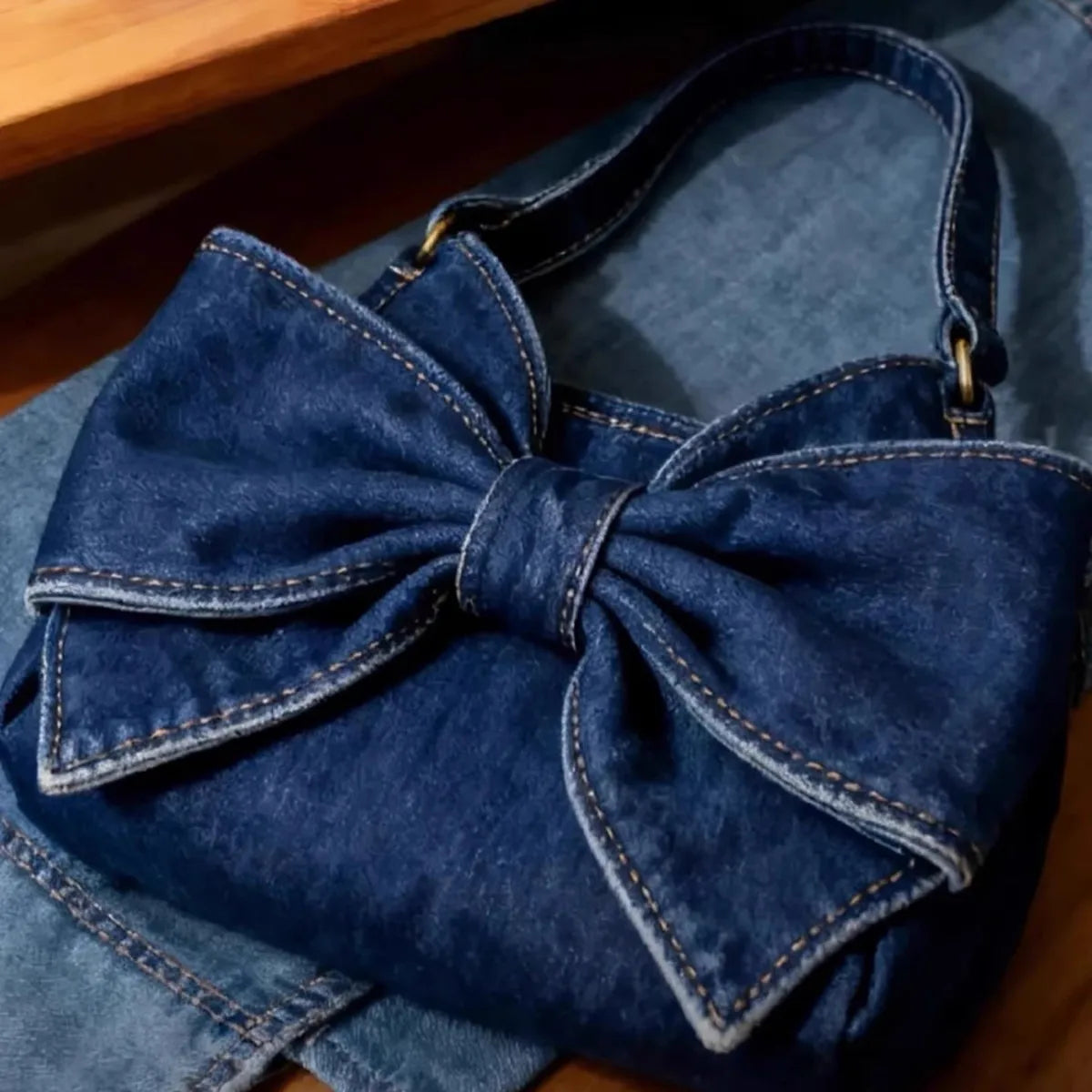 Retro Bow Denim Bag