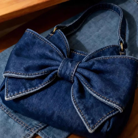 Retro Bow Denim Bag