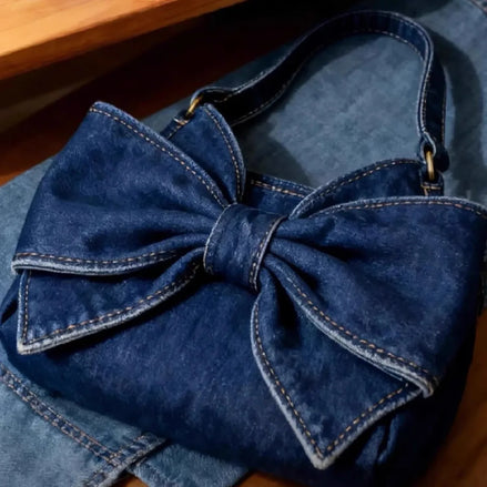 Retro Bow Denim Bag