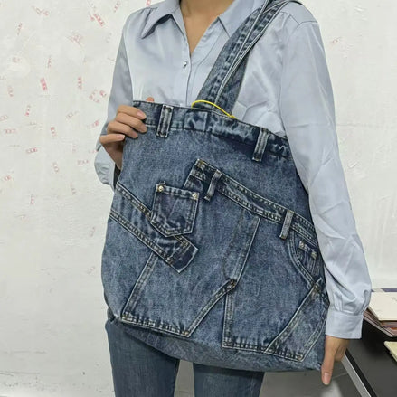 Washed Denim Shoulder Bag