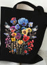 Boho Wildflowers Pattern Canvas Tote Bag