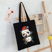 Christmas Panda Canvas Shoulder Bag