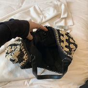 Pattern Woven Straw Shoulder Bag