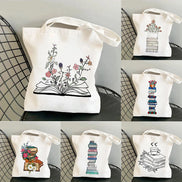 Book Lover Floral Canvas Tote Bag