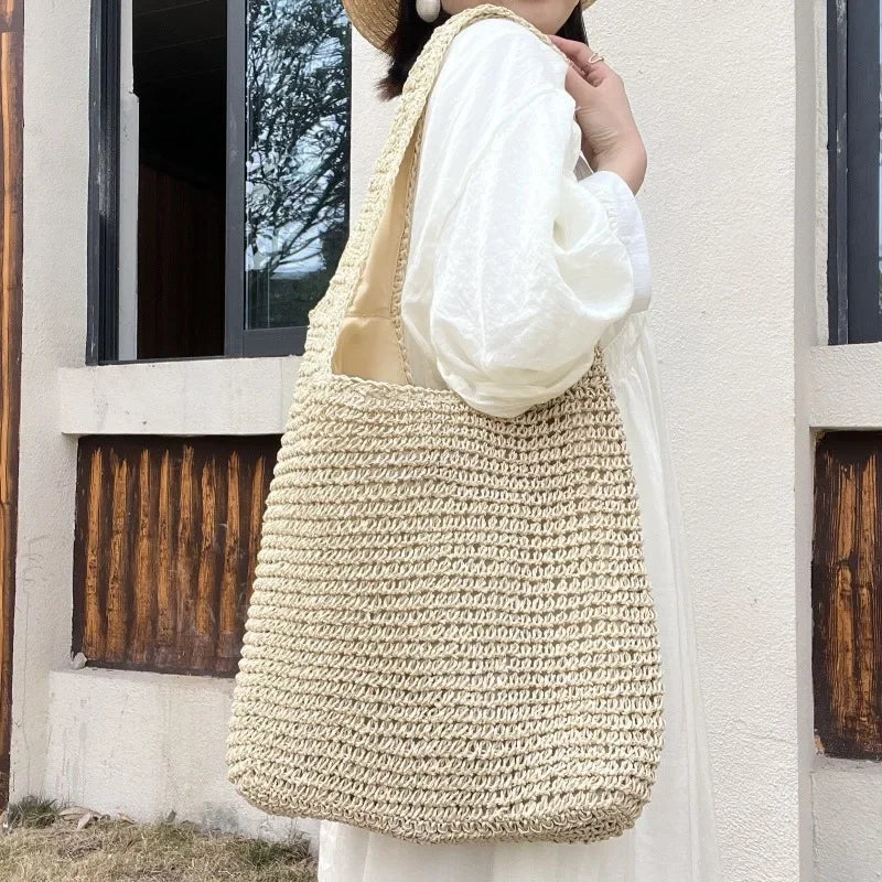 Large Straw Women Shoulder Bag