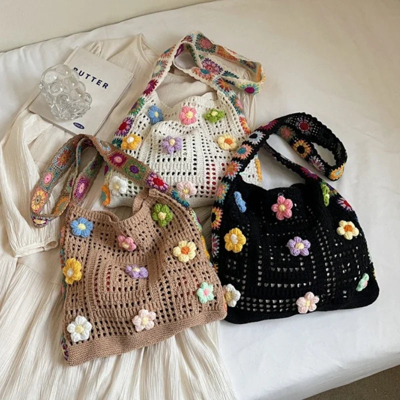 Knitted Woven Shoulder Bag