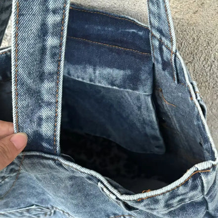 Washed Denim Shoulder Bag