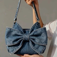 Retro Bow Denim Bag