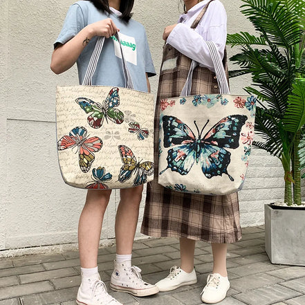 Butterfly Print Large Capacity Shoulder Handbag