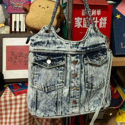 Vintage Denim Shoulder Bag