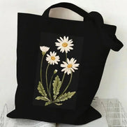 Wildflower Oil Print Canvas Tote Bag