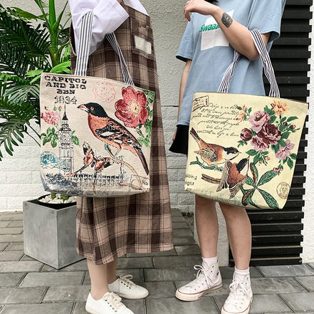 Butterfly Print Large Capacity Shoulder Handbag