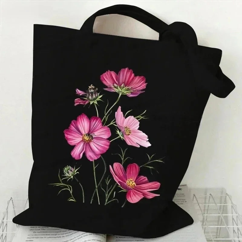 Wildflower Oil Print Canvas Tote Bag
