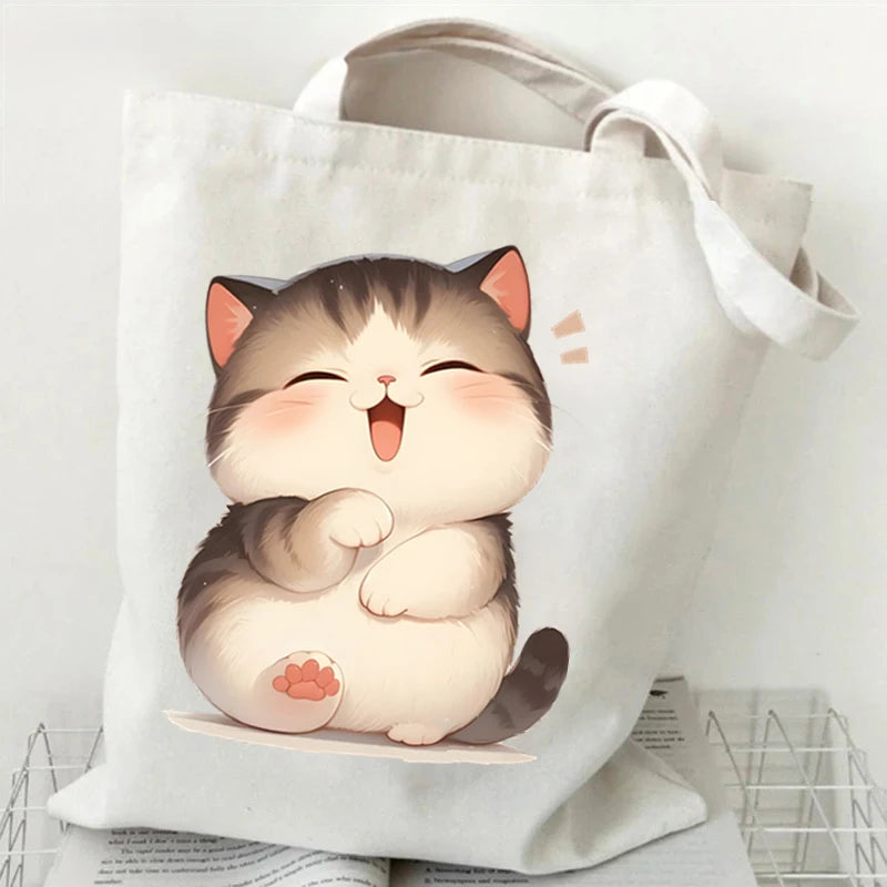 Cute Cat Canvas Tote Bag