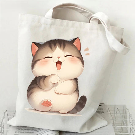 Cute Cat Canvas Tote Bag