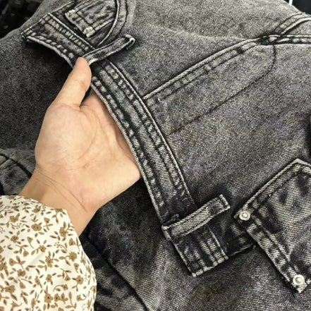 Washed Denim Shoulder Bag