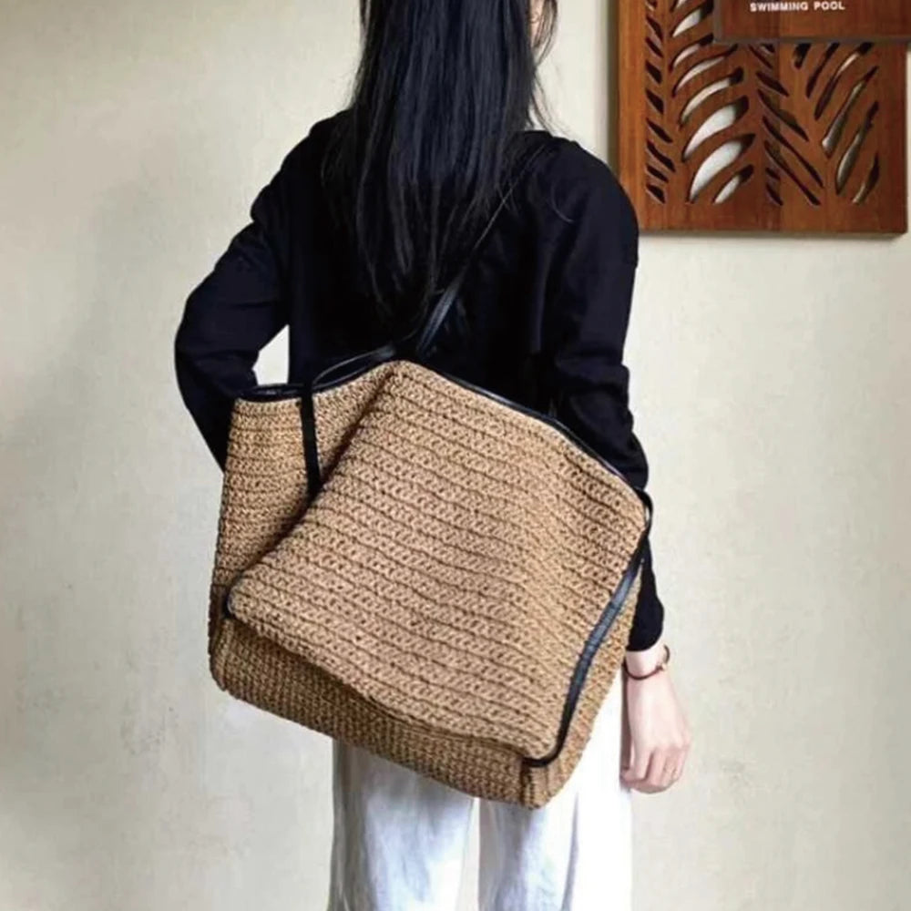 Woven Straw Bucket Handbag
