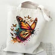 Butterfly Print Canvas Tote Bag