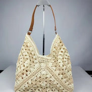 Pattern Woven Straw Shoulder Bag