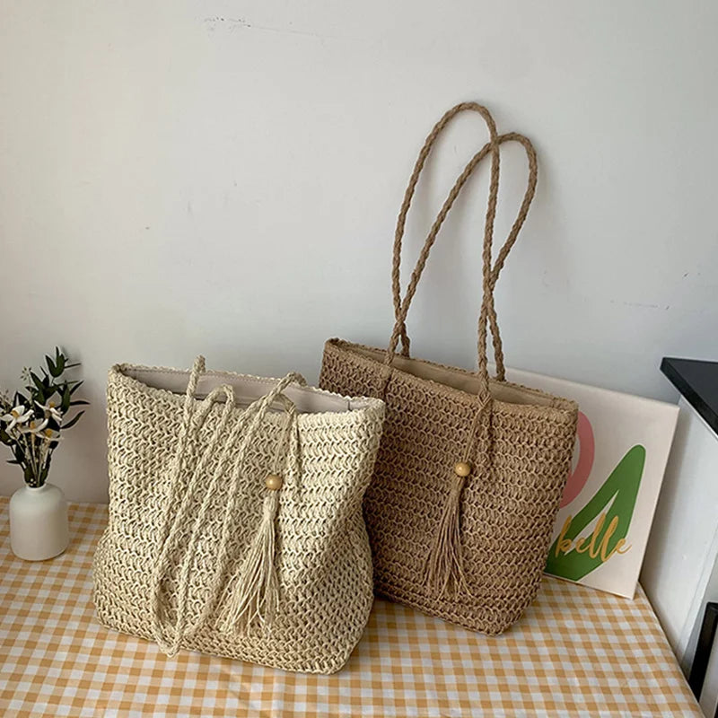 Woven Straw Tote Bag